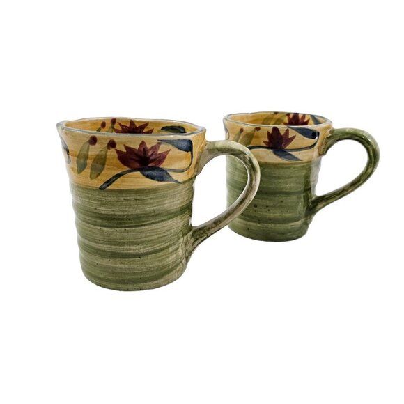 Pier 1 Cup ELIZABETH Hand Painted Stoneware Large 16 Oz Cups – Set of 2 - Picture 11 of 16